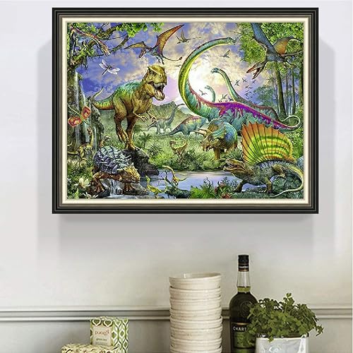 Miniatura 7 de Pintura de diamante para adultos niños 5D Diamond Dotz Kits Principiante DIY Dinosaurio Taladro completo Diamante Arte Decoración de la pared del
