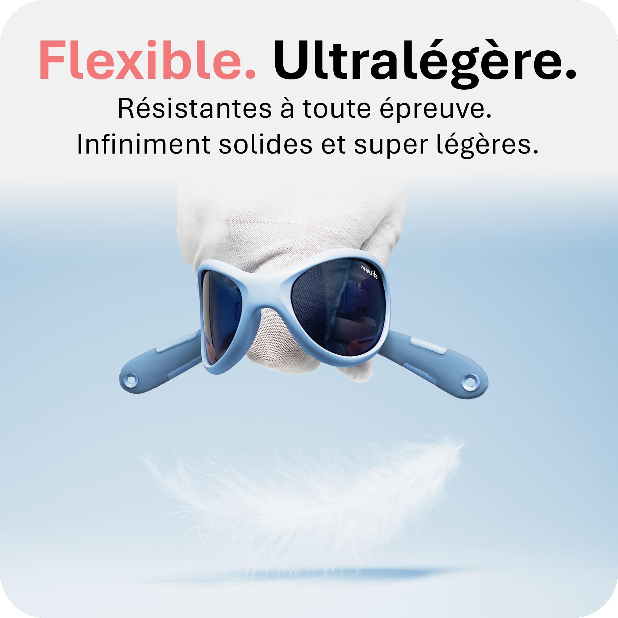 Mausito Lunettes de soleil enfant 2-4 & 5-8 ans monture flexible & bandeau ajustable et amovible | Lunettes de soleil enfant protection 100% UV & sans BPA | Design européen, maintien parfait