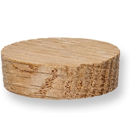 Pinehurst Crafts 1-Inch Oak Flat Head Plugs, Side/Face Grain, Great for Furniture, Tables, Chairs, Cabinetry and Crafts Projects, Pack of 20