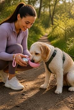 Busstier Paslanmaz Çelik Taşınabilir Kedi Köpek Su Şişesi 285 mlBusstier Paslanmaz Çelik Taşınabilir Kedi Köpek Su Şişesi, Yürüyüş Seyahat ve Outdoor Kullanım İçin Katlanabilir Suluk, 285 ml, Pembe