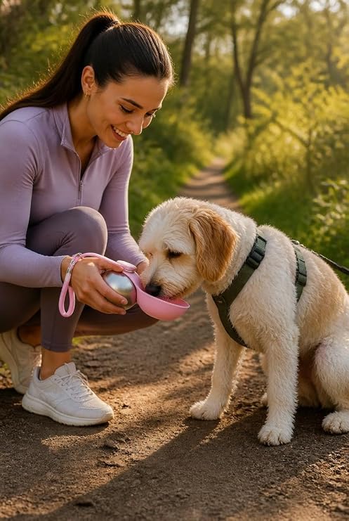 Busstier Paslanmaz Çelik Taşınabilir Kedi Köpek Su Şişesi 285 mlBusstier Paslanmaz Çelik Taşınabilir Kedi Köpek Su Şişesi, Yürüyüş Seyahat ve Outdoor Kullanım İçin Katlanabilir Suluk, 285 ml, Pembe