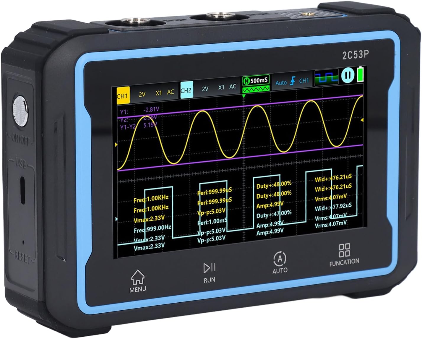 Fnirsi 2C53P 50 MHz tweekanaals oscilloscoop (review) | Elektor Magazine