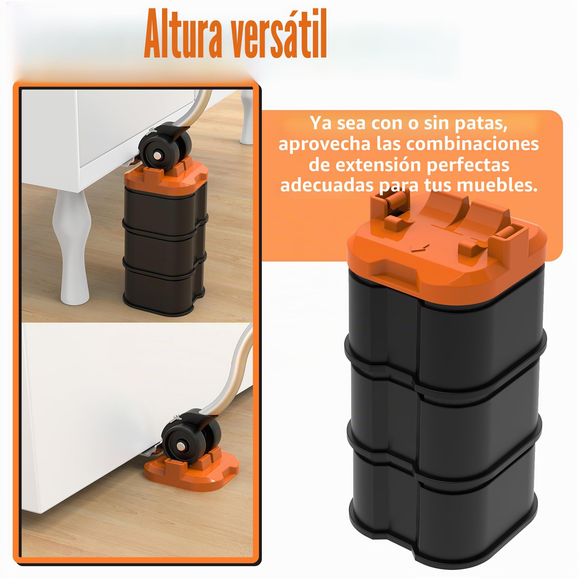 El Innovador Elevador y Deslizador de Muebles para Muebles Pesados, con Control de Altura, Mueve Fácilmente Objetos Pesados en Pisos de Madera y Alfombras (Naranja)
