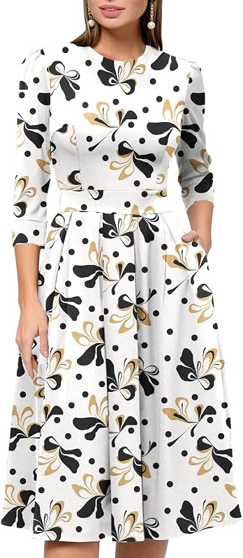 Simple Flavor Women's Vintage Polka Dot Sleeveless Dress - Navy & White, A-Line Swing, Party Cocktail