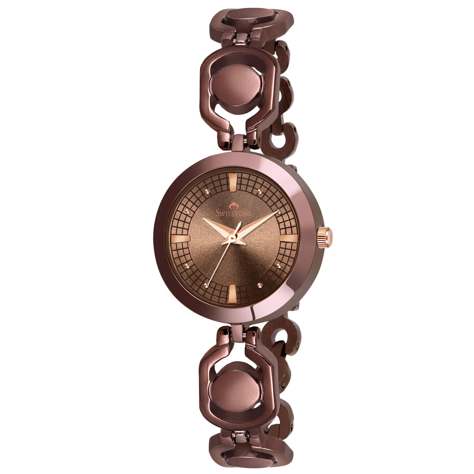 SWISSTONE Stainless Steel Jewels082-Brwn Brown Plated Bracelet Wrist Analog Watch For Women (B082KXFV7N) Amazon Price History, Amazon Price Tracker