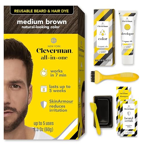 Reusable Hair & Beard Dye for Men, Medium Brown