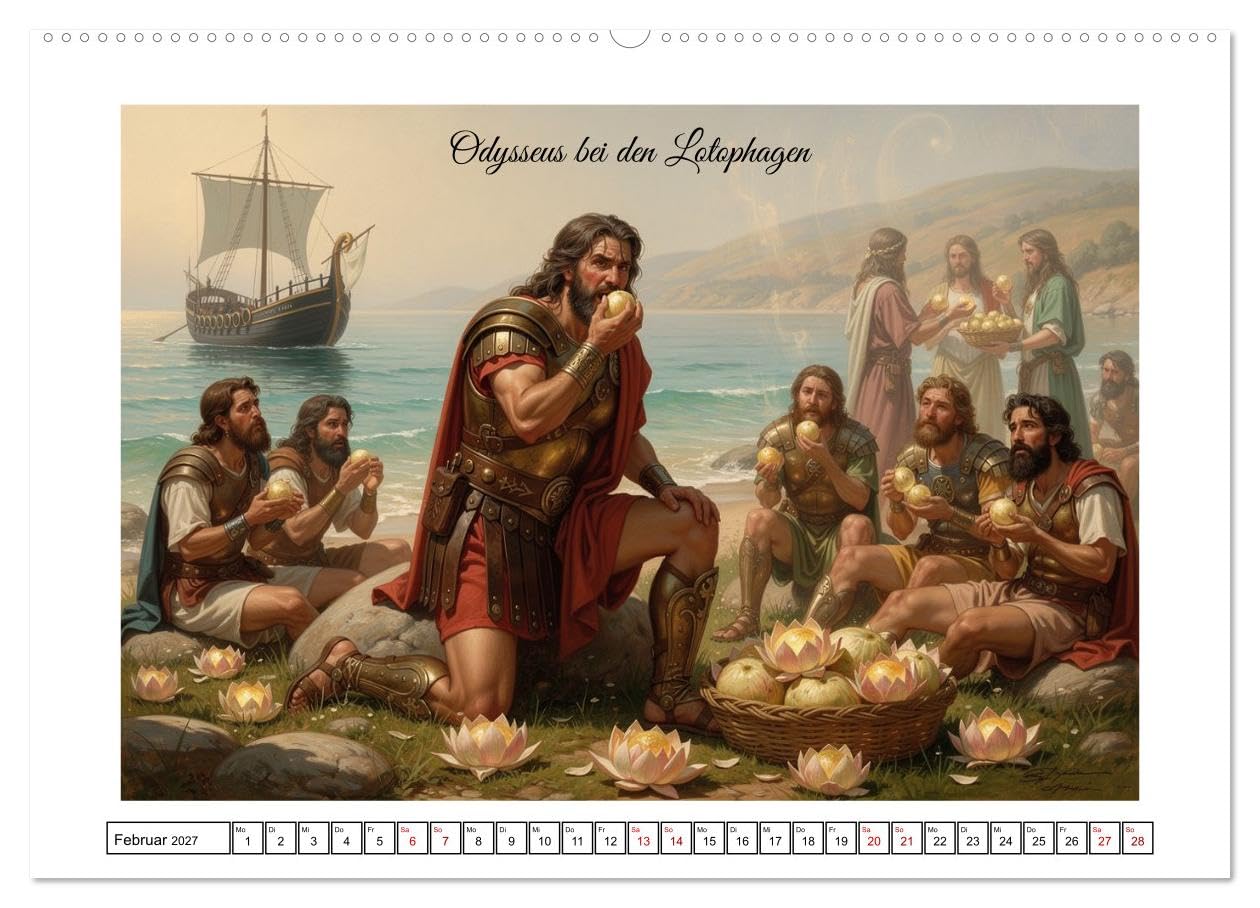 Die Irrfahrten des Odysseus (hochwertiger Premium Wandkalender 2027 DIN A2 quer), Kunstdruck in Hochglanz: Griechische Legende - Stationen der gefährlichen Heimfahrt (CALVENDO Kunst)