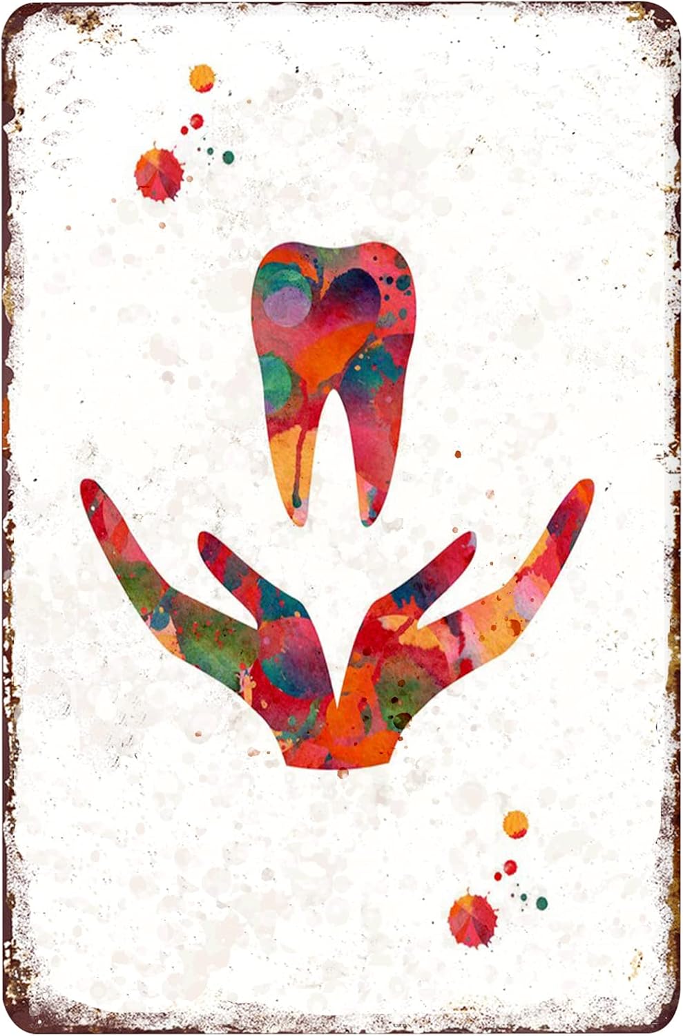 Metallic Art Dental Care Symbol Watercolor Print Dentist