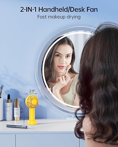 Miniatura 10 de SWEETFULL Mini ventilador portátil, potente ventilador de mano recargable, 3 velocidades, ventilador de mano pequeño personal para viajes,
