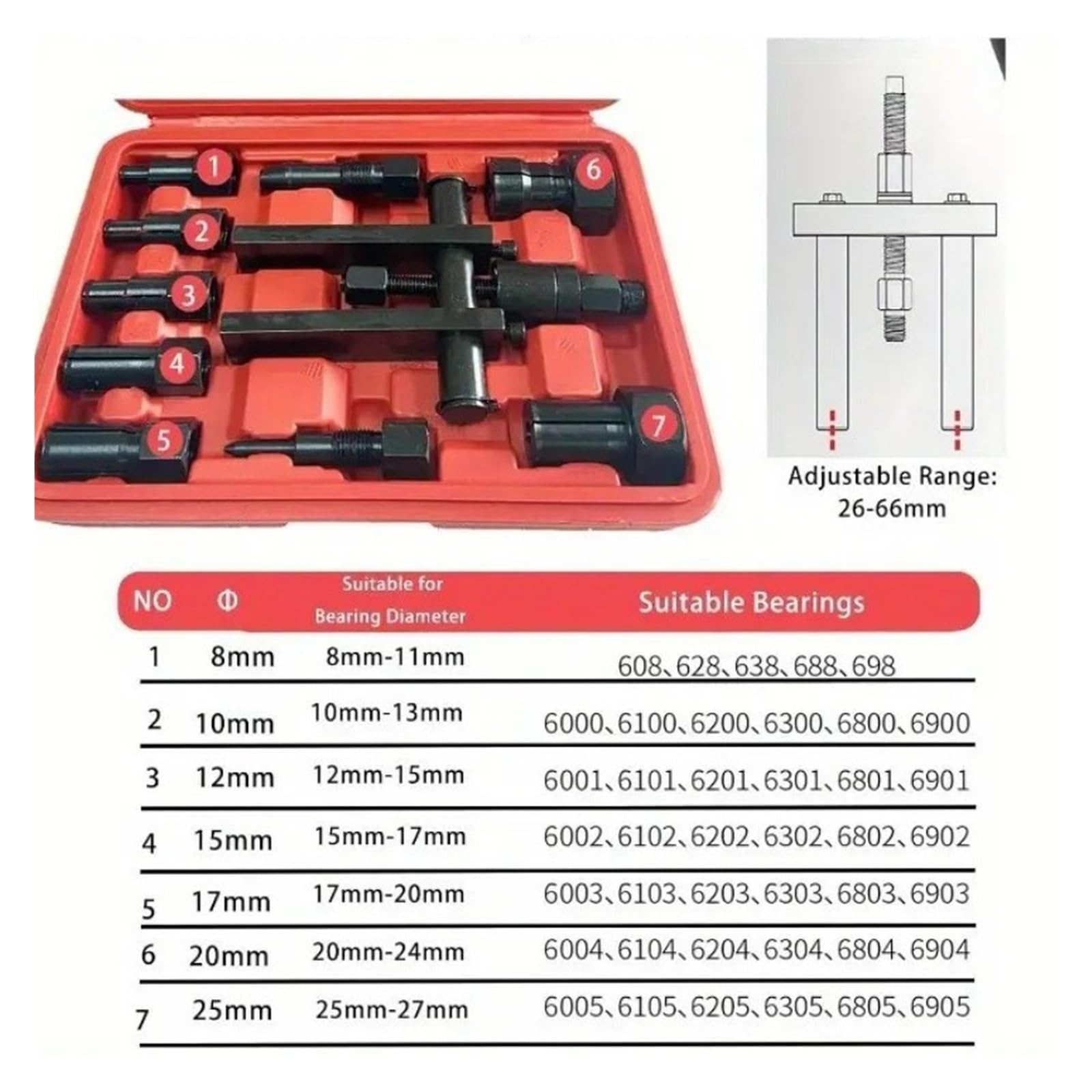 Extractor de herramienta extracción cojinetes motocicleta dos puntas, extractor engranajes