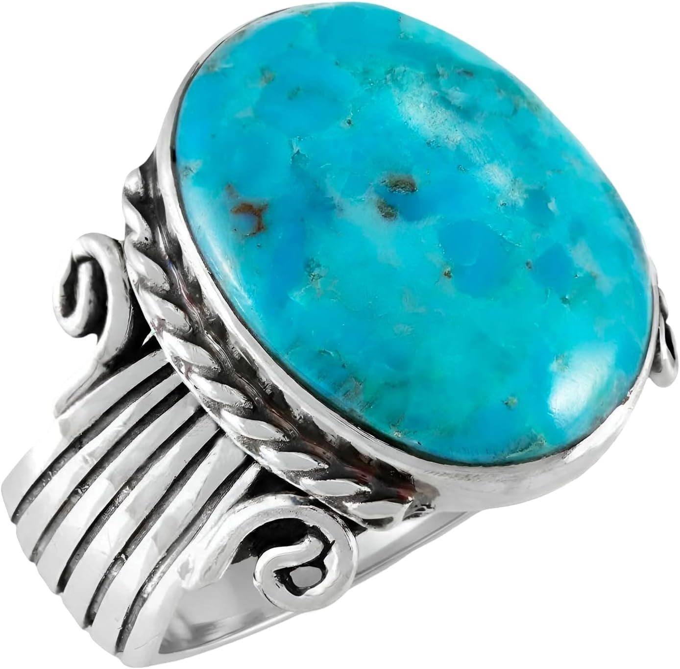 Turquoise Ring Sterling Silver 925 Genuine Gemstones Size 6 to 11