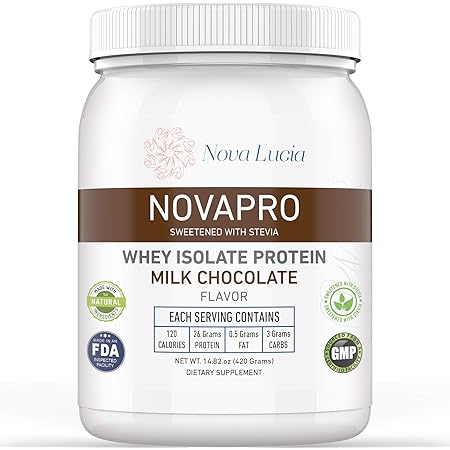 Whey Isolate Protein Powder Chocolate Meal Replacement Supplement for Lean Muscles 100% Low Cholesterol & Calorie-Low Carb Powder, Non-GMO, Gluten Free Women & Men 14.82 oz