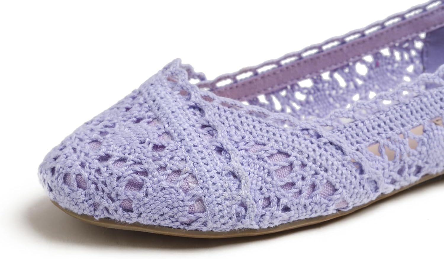 FEVERSOLE Women's Comfort Breathable Knit Crochet Shoes Lace Ballet Flats image 5