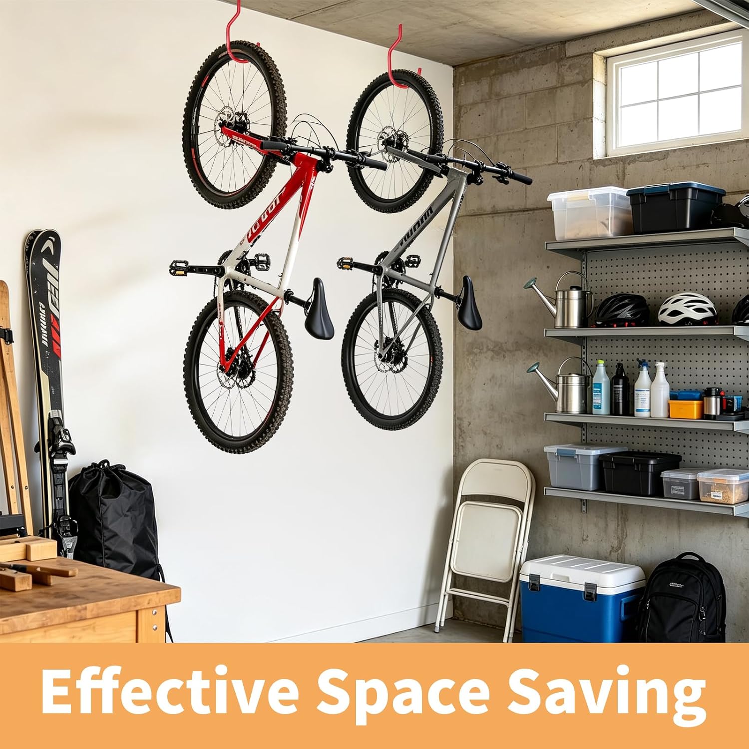 24 Pack Bike Rack Garage Hooks for Hanging, PVC Coated, Red image 4