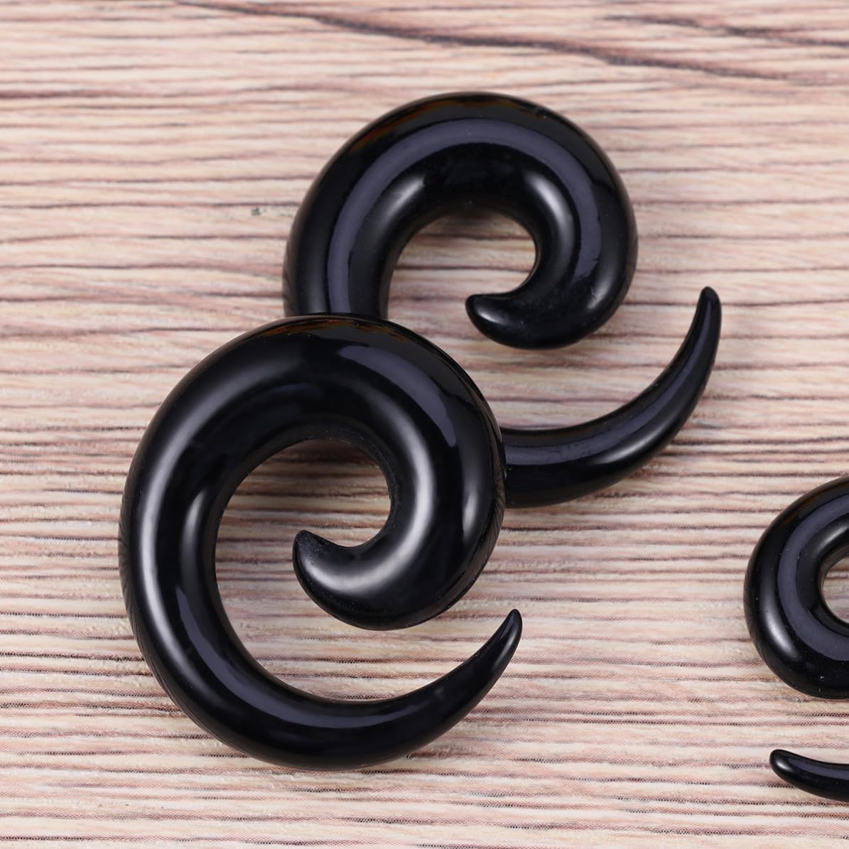 9 Pairs Black Acrylic Spiral Ear Stretcher Plugs, 1mm-10mm
