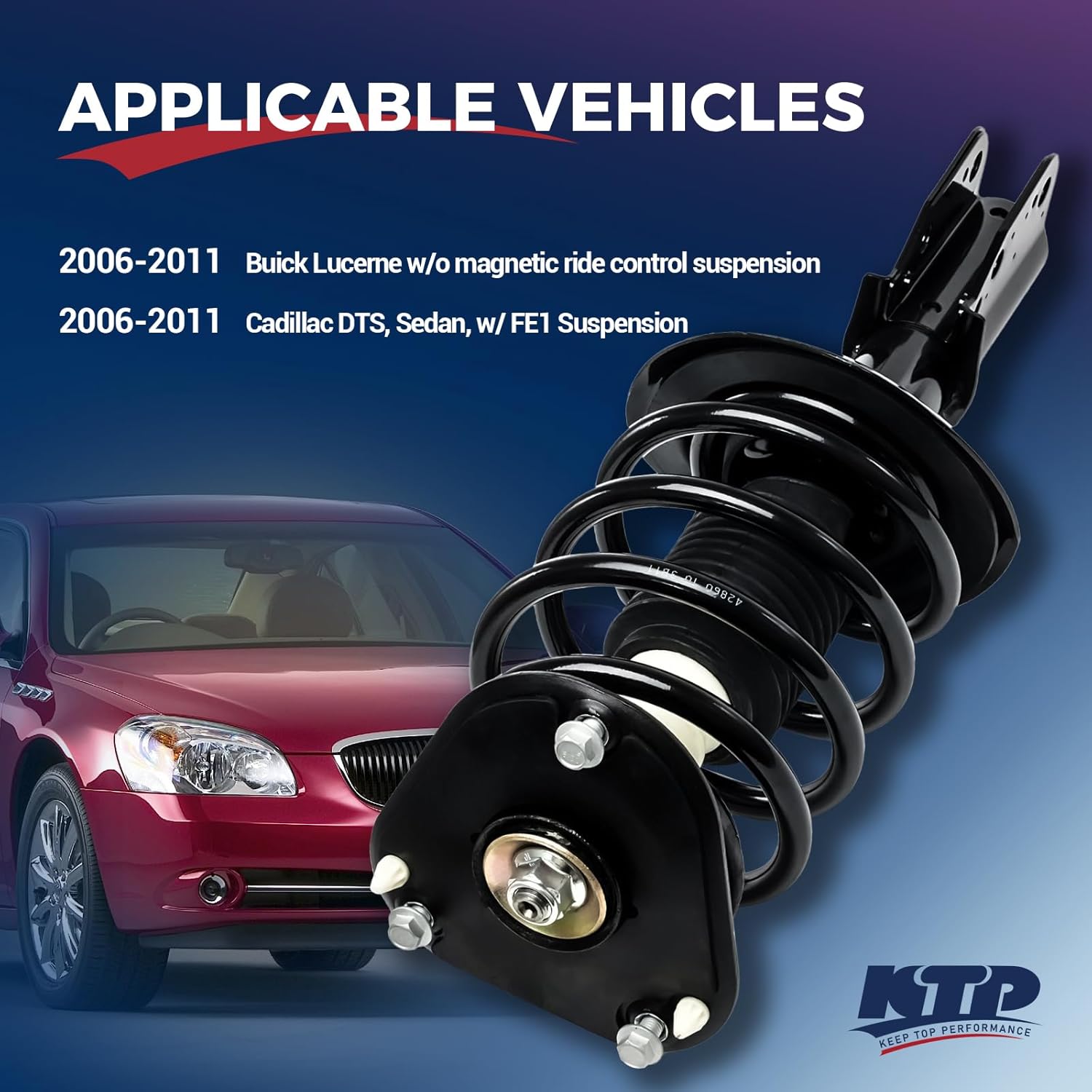 KTP Pair Front Struts and Shocks Complete Assembly For Buick Lucerne 2006-2011, Cadillac DTS Sedan 2006-2011 Front Shock Absorbers with Coil Springs Replace 172321