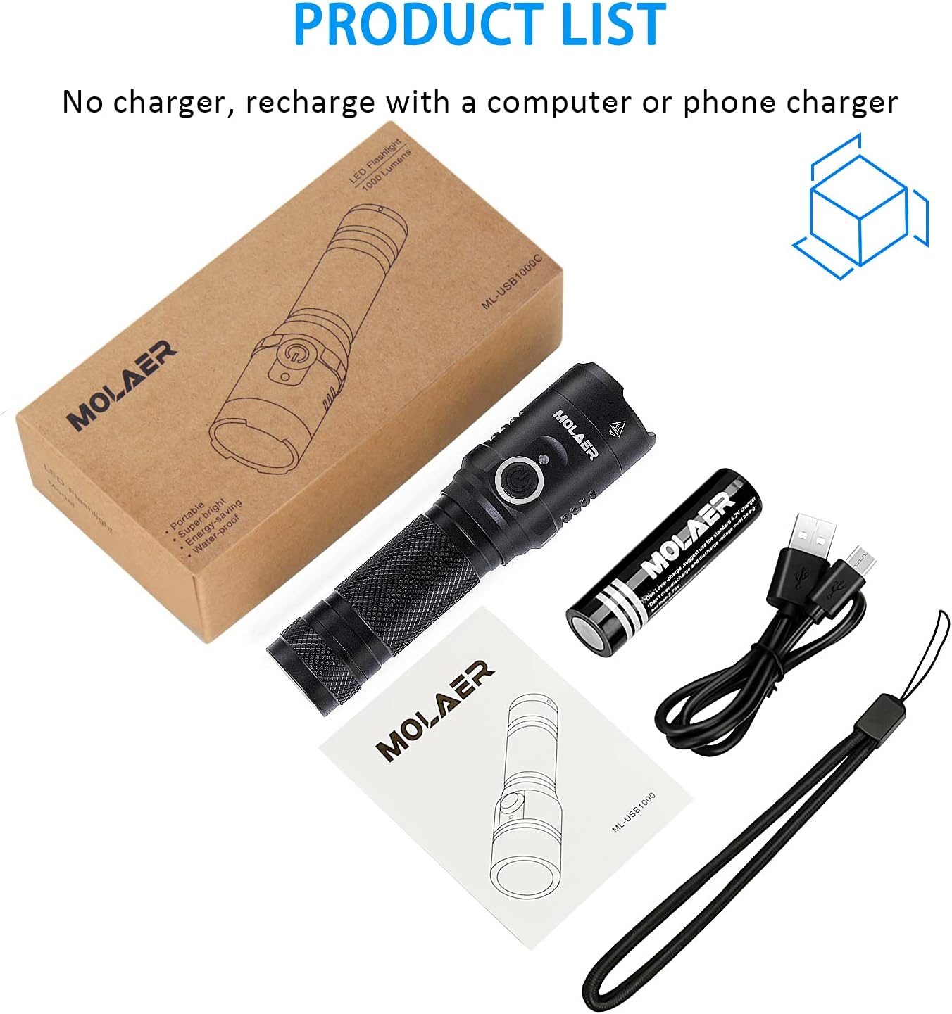 Rechargeable Flashlight MOLAER Waterproof Adsorption Photo