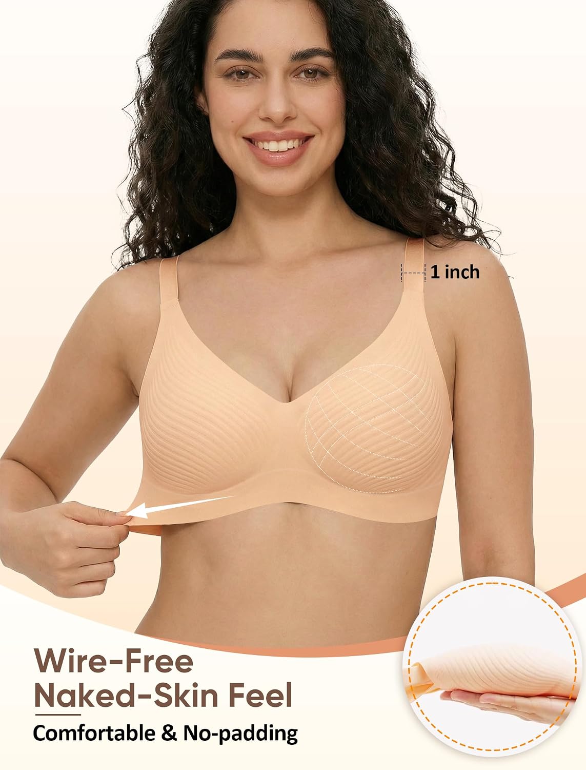 Women's Minimizer Bras Minimizes Bust Line up to 1.5", Non Padded Full Coverage for Heavy Breast Nude S
