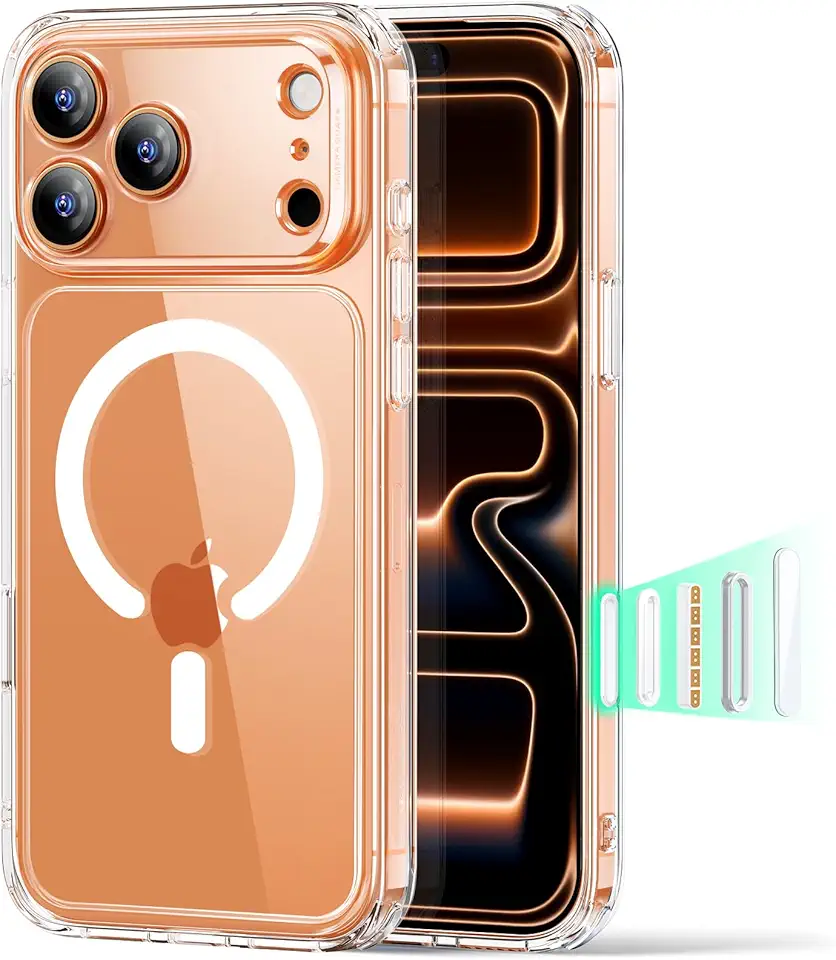 ESR for iPhone 17 Pro Max Case, Camera Control, Compatible with MagSafe, Shockproof Military-Grade Protection, Magnetic Phone Case for iPhone 17 Pro Max, Classic Hybrid Case, Clear Carbonfree Certified