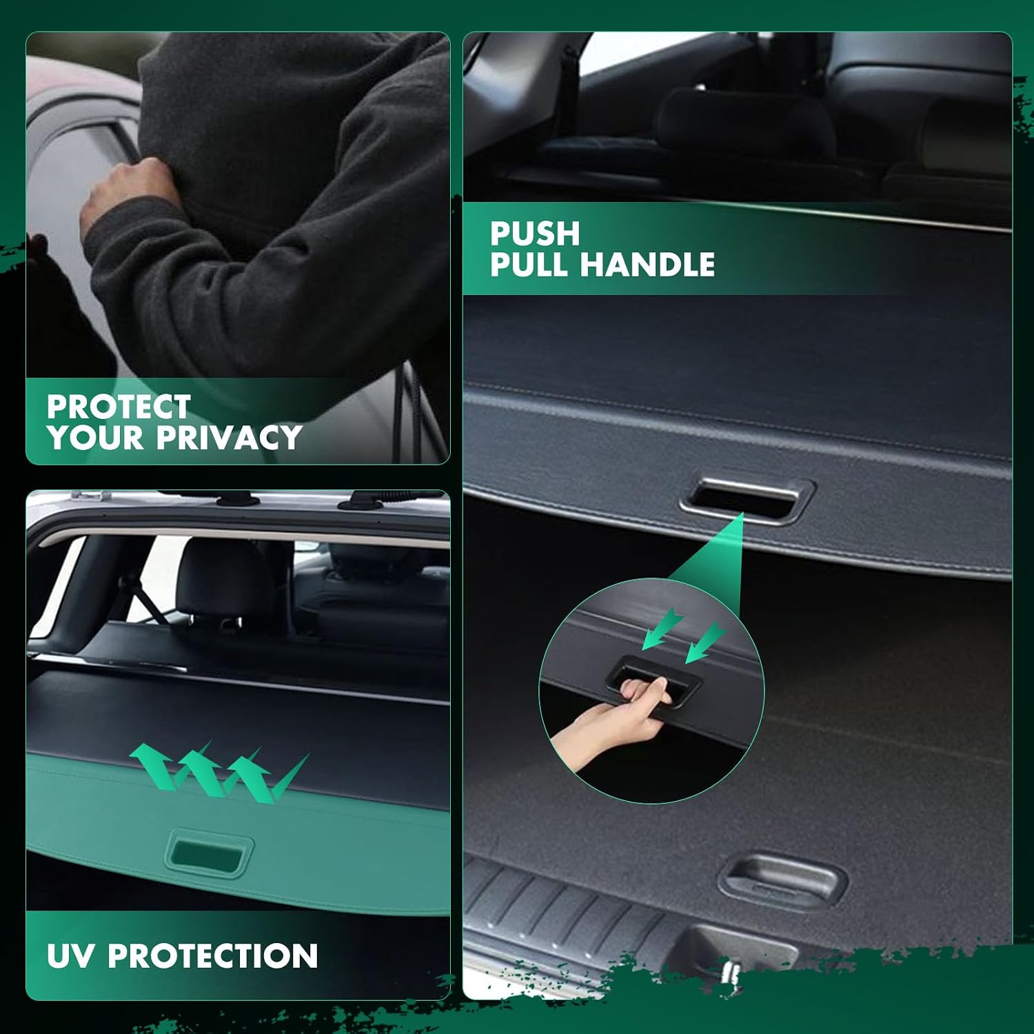 SCITOO Cargo Cover 2016-2020 For Kia Sorento Retractable Rear Trunk Cargo Shade Luggage Security Cover Shielding Waterproof