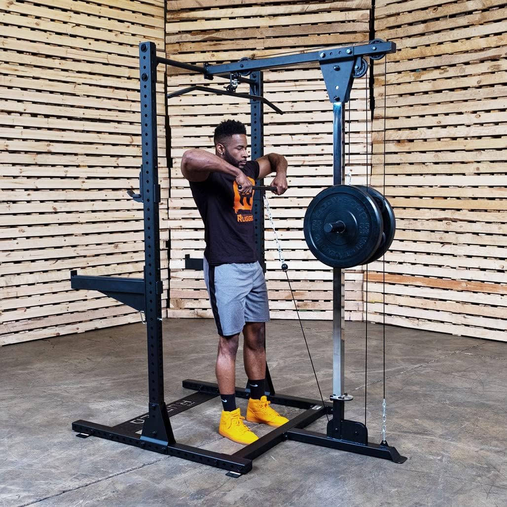 Rugged Fitness (Y230 Rugged Half Rack LAT Attachment, Only Compatible with Y120 Rugged Maverick Half Rack