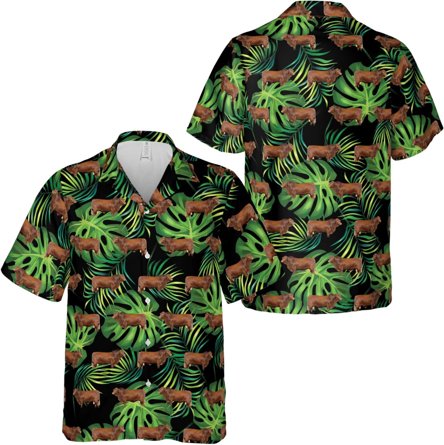 ThuhaTree Store Funny Cow Tropical Pattern Hawaiian Shirt Unisex S-5XL, Cow Hawaiian Shirt, Mens Cow Hawaiian Shirt