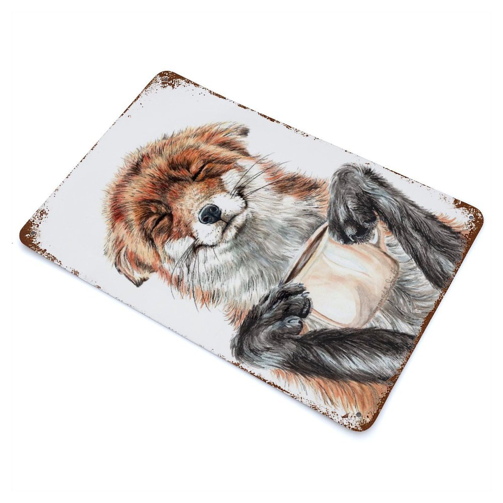 Morning Fox Distressed Metal Wall Sign 11.8"x7.9", for Farmhouse, Kitchen And Entryway Decor, Rustic Home Decor