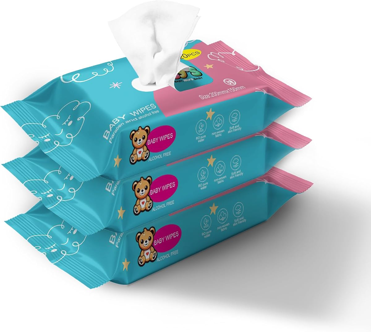 Baby Wipes Toallitas húmedas sin perfume 99% a base de agua con aloe vera Sin fragancia Paquete de viaje 20 ct Toallitas de agua hipoalergénicas para pieles sensibles Toallitas Húmedas para Bebés Disponibles al por mayor