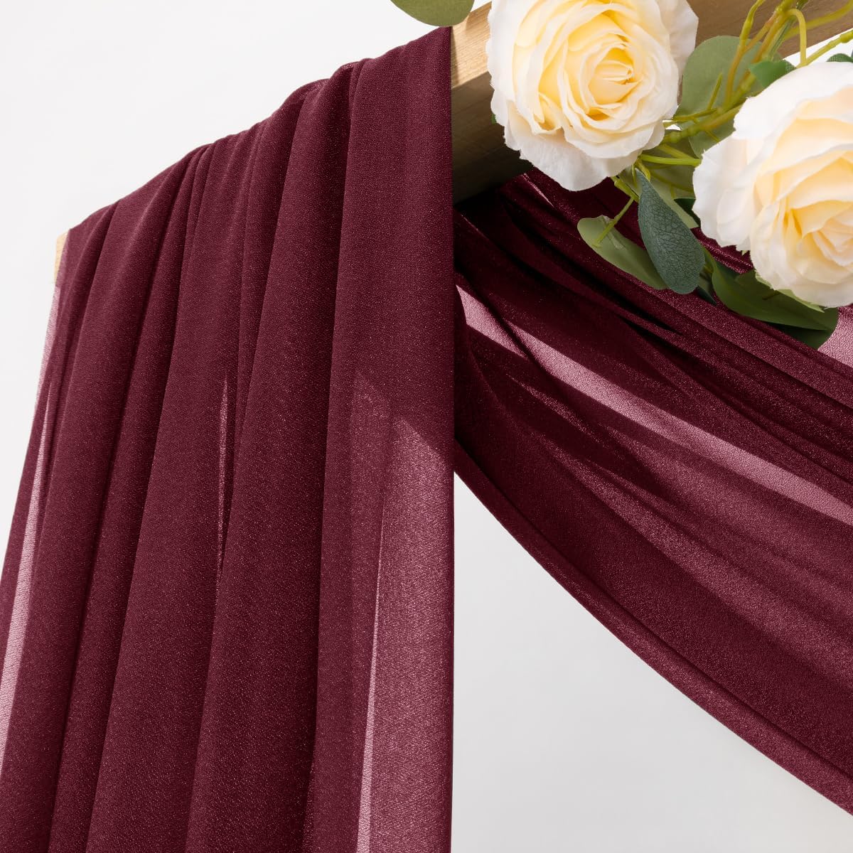 MLMC Burgundy Wedding Arch Draping Fabric 2 Panel 29" x 20 FT Extra Long Gauze Drapes Sheer Backdrop Curtains 6.6 Yards Airy Outdoor Drapery Panels for Wedding Bridal Shower Ceiling Decoration