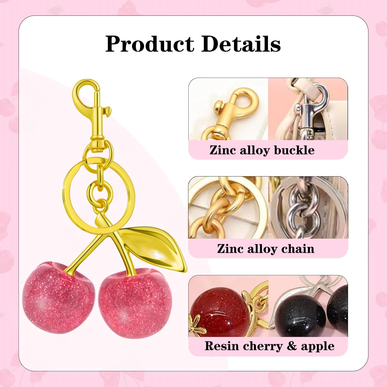 Cute Cherry Bag Charm Handbags Cherry Keychains for Women Purse Cherries Charms Key Chain Birthday Christmas Gift - Image 5