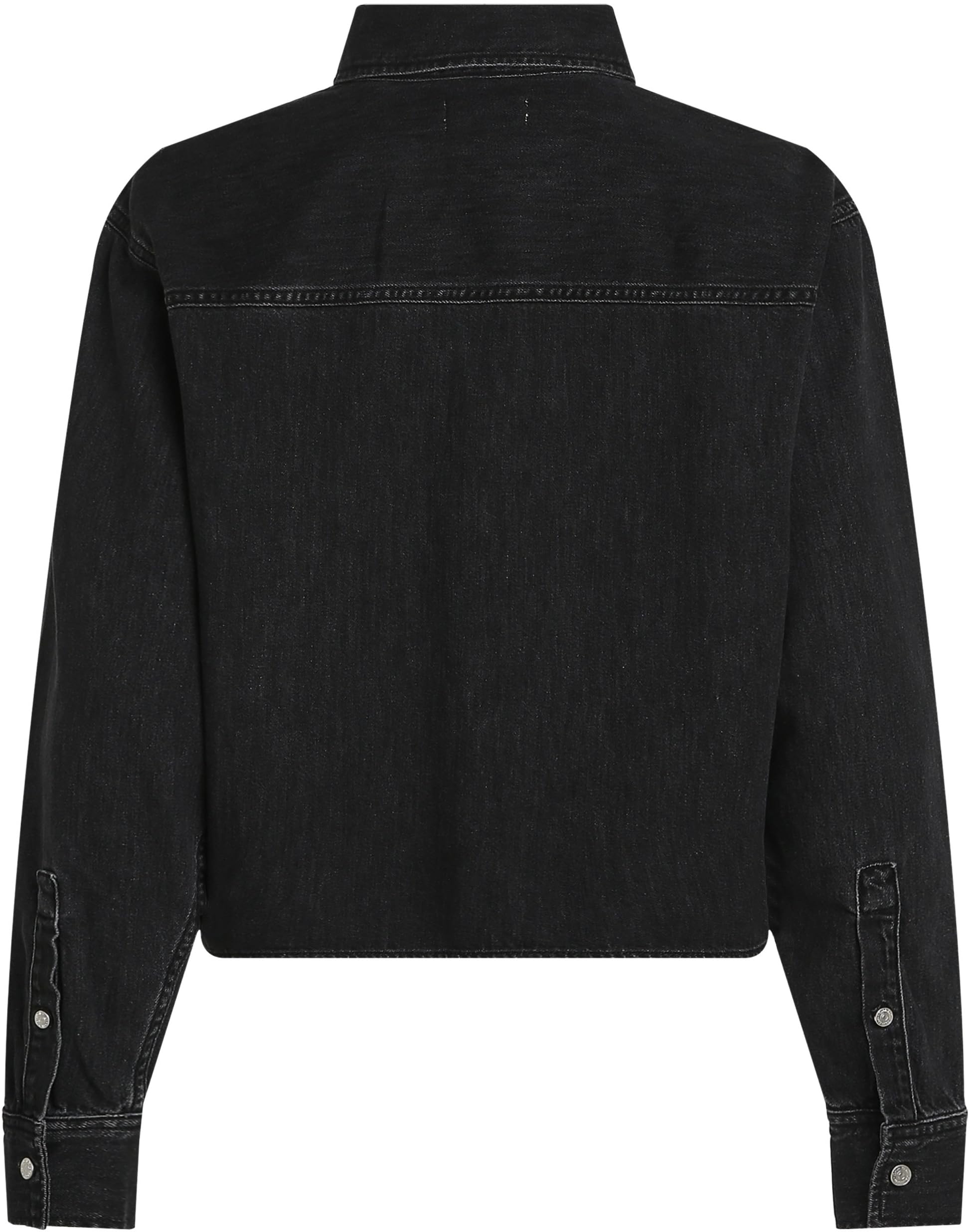 Calvin Klein Damen Jeanshemd Cropped Dad Denim Shirt mit Brusttasche