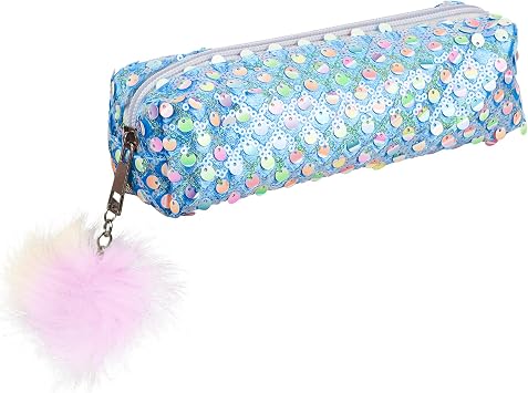 Pencil Box Glitter, Shiny Pencil Bag, Storage Pen Bag, Cosmetic Bags, Multi-Purpose Pens Pouch, Pen Pouch Organiser With Zipper, for Daily Study Work Blue
