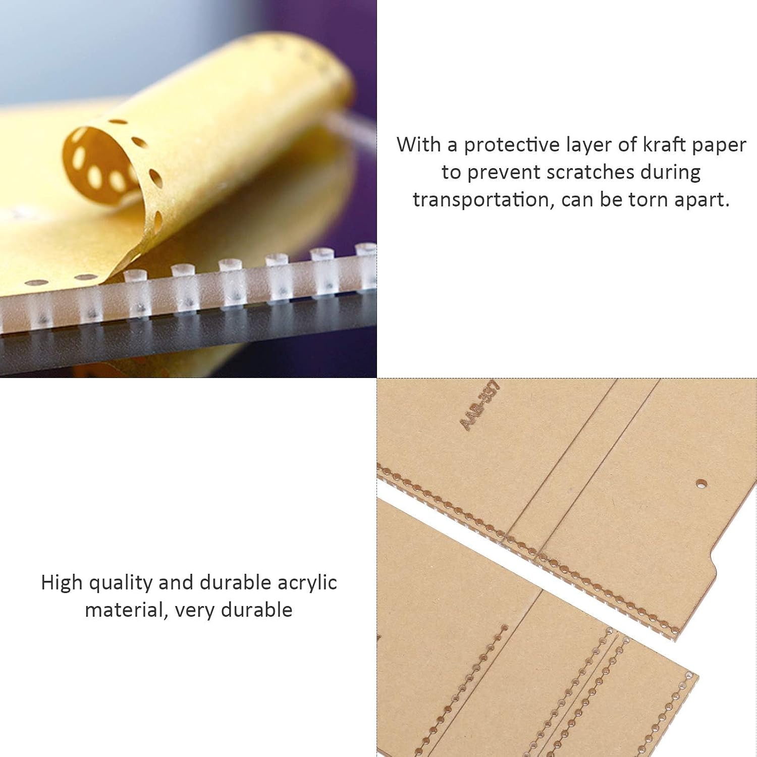 Clear Acrylic Stencils, Craft Templates for Purse Wallet Patterns Leather Quilting Designs DIY Hand Craft Projects 2pcs