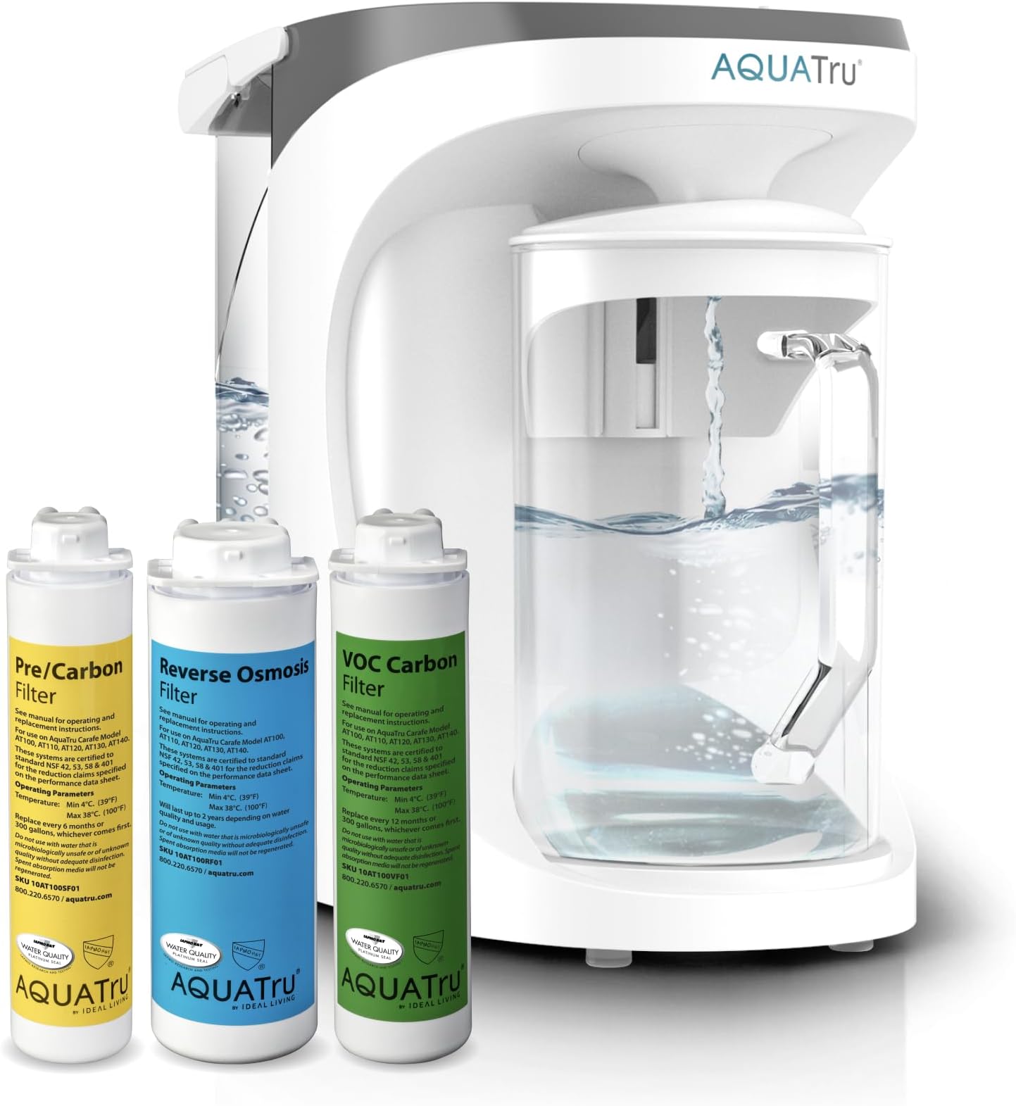 - AquaTru Carafe Countertop Water Purifier | Compact 4-Stage Reverse Osmosis System with Glass Carafe Removes 84 Contaminants Including Forever Chemicals, Lead & Fluoride | No Plumbing