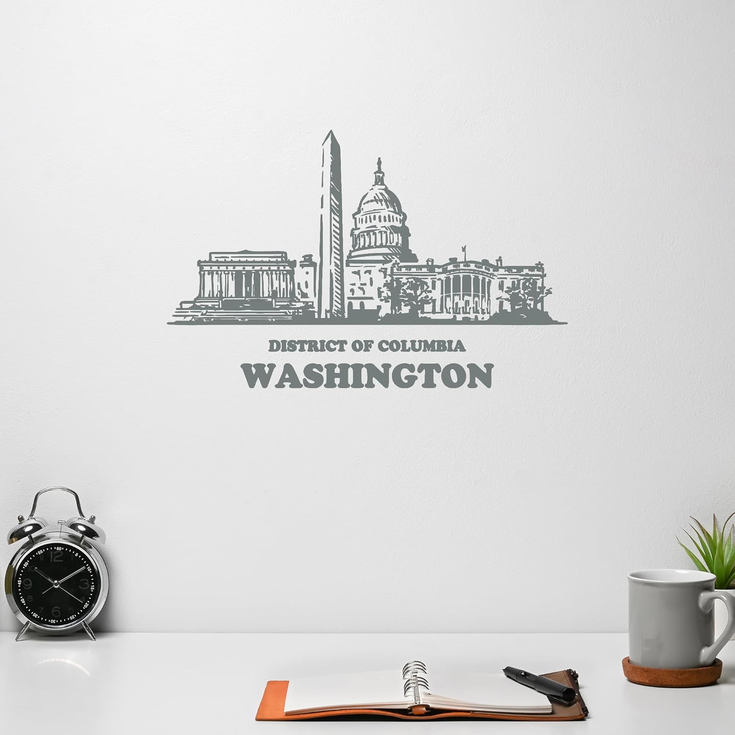 Vinyl Wall Decal Washington DC Skyline District of Columbia Stickers Mural Large Decor (g7538) Black