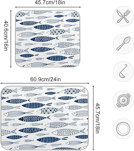 Vista 310 de Tapete de secado de platos de mariposas botánicas para encimera de cocina, almohadilla de secado de microfibra absorbente, grande, 18 x 24 pulgadas