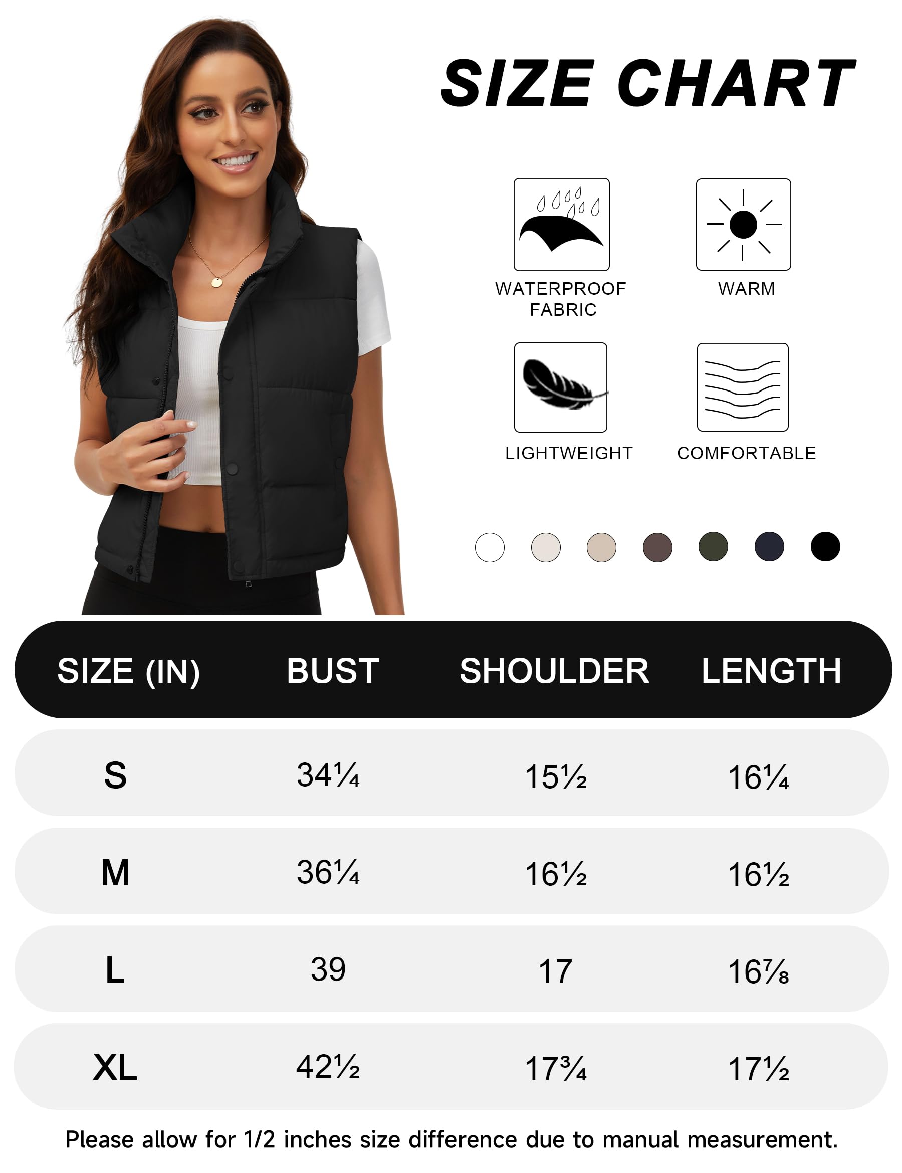 Fengbay Doudoune Sans Manches Femme, Doudoune Légère et Chaude Veste Matelassée Chic Gilet Sans Manche, Idéal Automne Hiver pour Randonnée, Voyage, Ville