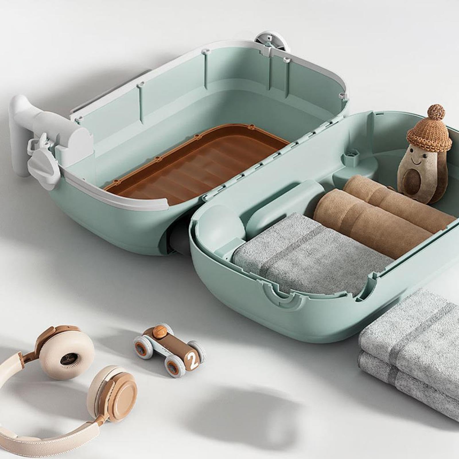 Valigia Da Viaggio Leggera per Bambini, Custodia Rigida per Bambini con Ruote a 4 Ruote E Materiale PP Portatile, Adatta per L'esterno, Blu