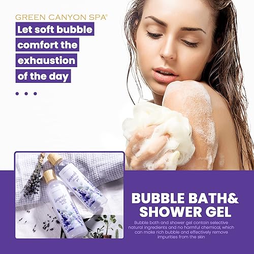 Miniatura 3 de Cestas de regalo de spa para mujer, 11 piezas, juego de regalo de baño de lavanda con loción corporal, aceite esencial, cestas de spa relajantes