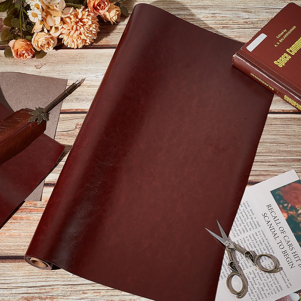 OLYCRAFT Copertina per Rilegatura in Similpelle 120x43cm Marrone Cocco Spessore 0.7mm