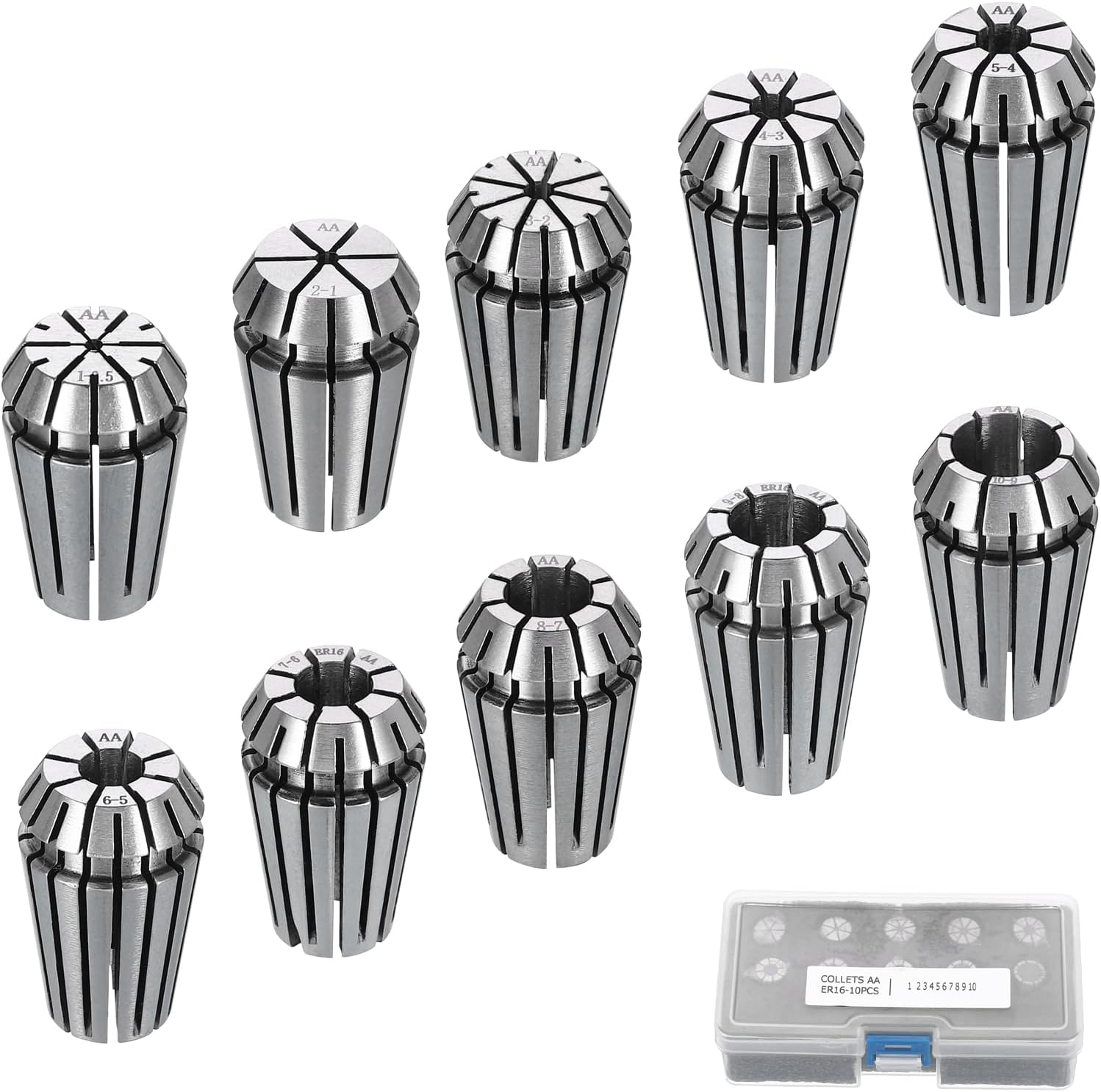 HARFINGTON 10pcs Spring Collet Chuck ER16 1mm-10mm 65Mn Spring Steel Precision Router Collets for CNC Engraving Milling Lathe Tool
