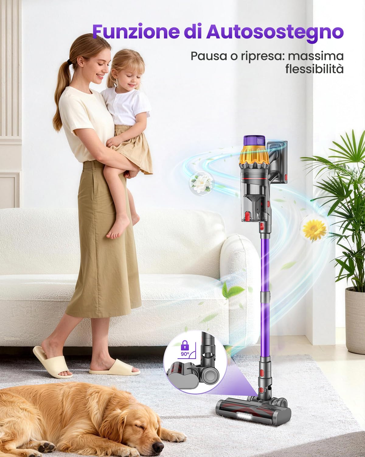 Aspirapolvere Senza Fili con 150 Min, 2 Batterie/650W/58KPA/2.0L, Scopa Elettrica Senza Fili con Display a LED, 11 Stadi Filtrati, Autoportante e Anti-Groviglio per Auto/Pavimenti/Tappeti/Peli Animali