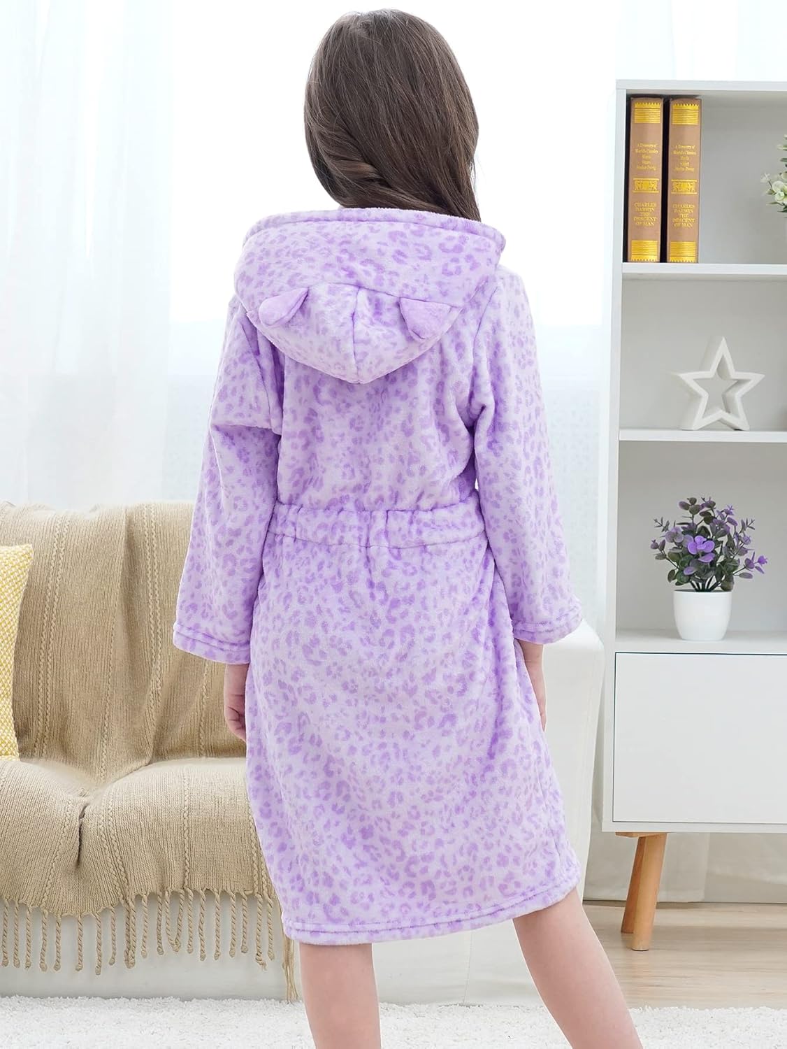 Doctor Unicorn Soft Hooded Rainbow Bathrobe Sleepwear for Girls - Image 2