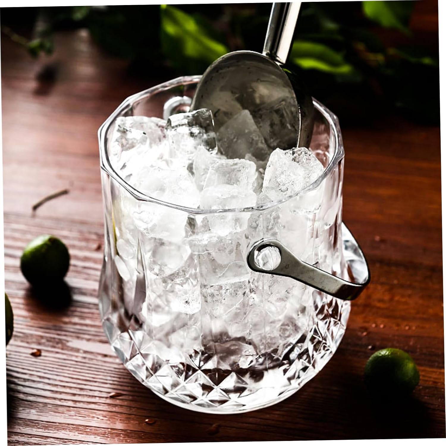 MAGICLULU Multi-Purpose Glass Ice Bucket with Handle Wine Ice Barrel for Home and Bar Includes Tongs Suitable for Champagne and Red Wine