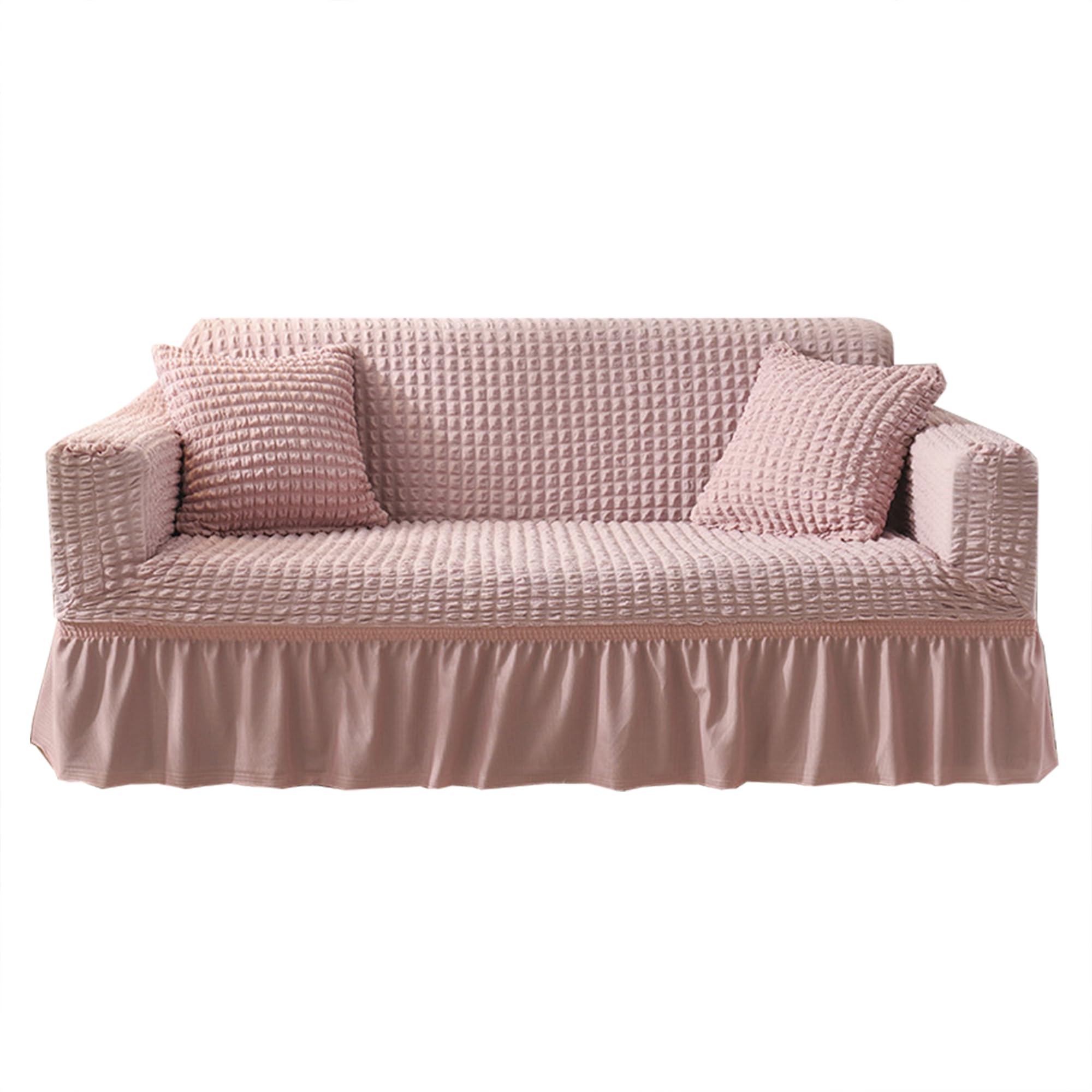 Housse de canapé extensible rose anti-glisse lavable pour fauteuil 1 place