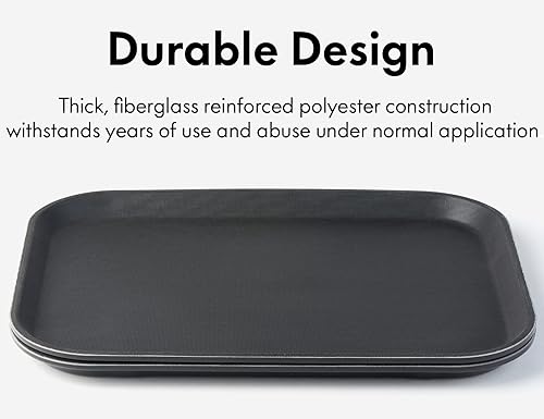 Miniatura 4 de CURTA Paquete de 2 bandejas antideslizantes de grado restaurante, NSF, 18 x 14 pulgadas, bandeja rectangular antideslizante con forro de goma de