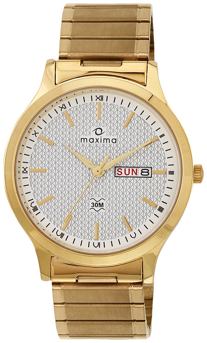 Maxima Stainless Steel Gold Analog White Dial Mens Watch - 32553Cmgy, Band Color-Gold (B00YE1LPXC) Amazon Price History, Amazon Price Tracker
