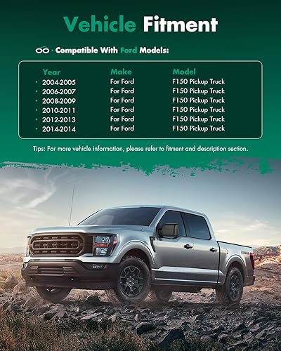 Miniatura 6 de SCITOO - Espejos retrovisores laterales eléctricos para camioneta Ford F-150 modelos 2004 a 2014, con calefacción y direccionales