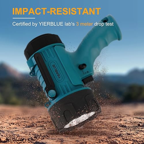 Miniatura 4 de YIERBLUE Linterna recargable IP67 impermeable con 200,000 lúmenes LED, 12 horas de luz de punto de larga duración, foco de mano resistente a los