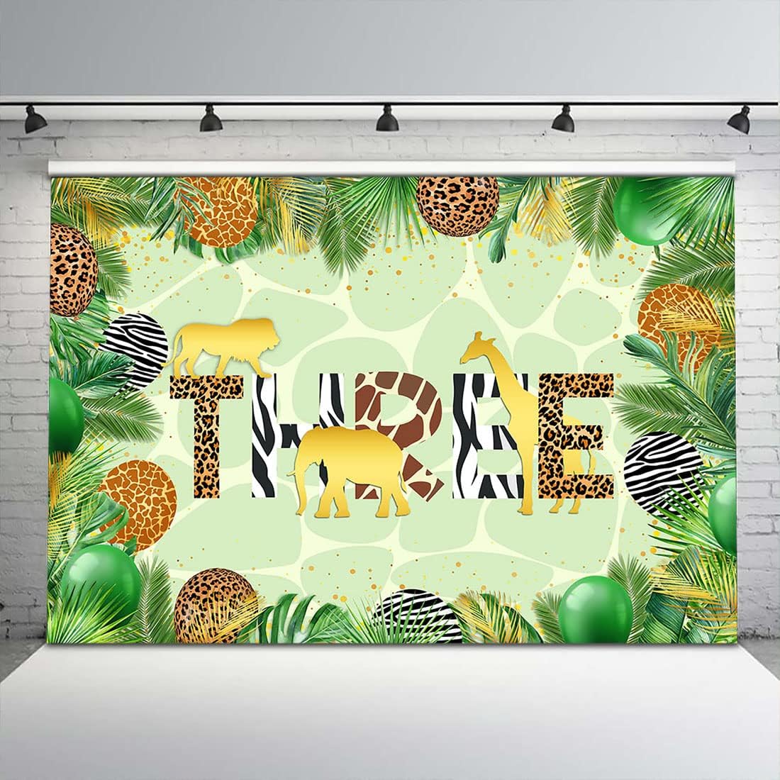 Avezano Young Wild and Three 3rd Birthday Backdrop Jungle Safari Animals Background for Photography Tropical Leaves Backdrops Third Birthday Party Decorations 3 Years Old Photo Booth Props